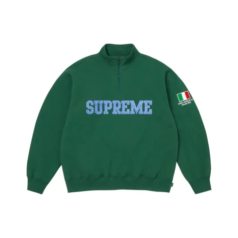 Supreme Shop Flag Half Zip Pullover 'Dark Green Milan'