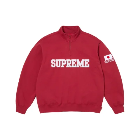 Supreme Shop Flag Half Zip Pullover 'Dark Red Tokyo'