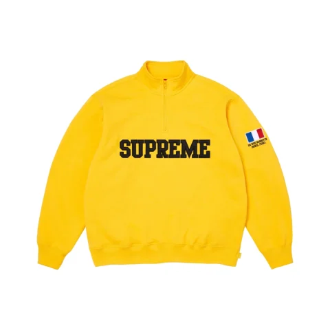 Supreme Shop Flag Half Zip Pullover 'Yellow Paris'
