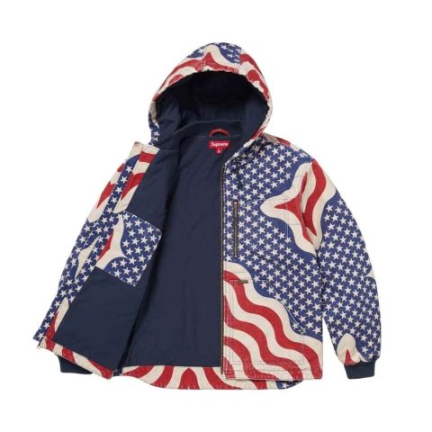 Kurtka Supreme Flag Quilted Hooded Work Jacket