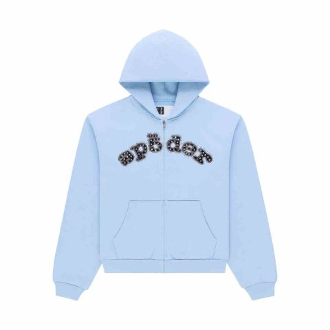 Sp5der Mixed Stone Og V2 Zip Hoodie 'Rock Blue'