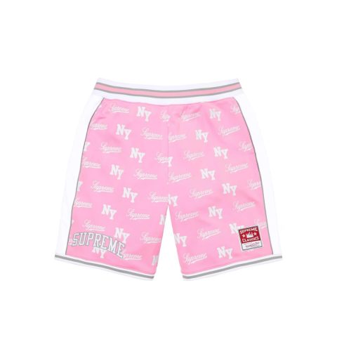 Spodenki Supreme Mitchell & Ness Monogram Short Pink