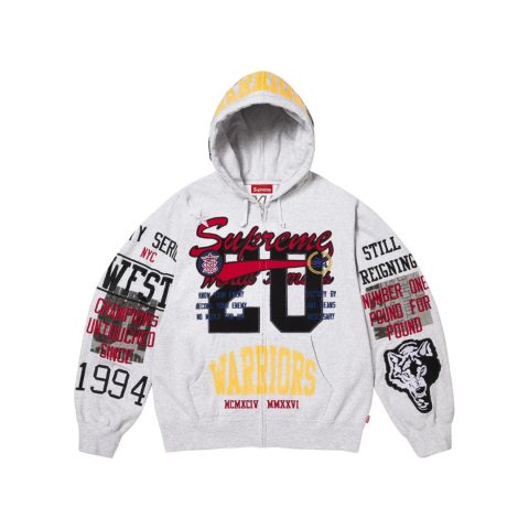 Bluza Supreme Warriors Appliqué Zip Up Hooded Sweatshirt Ash Grey