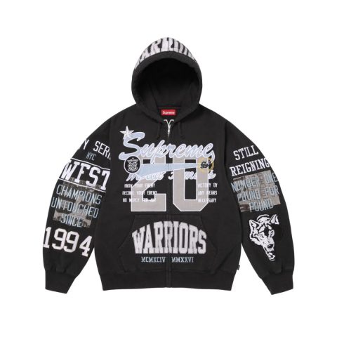 Bluza Supreme Warriors Appliqué Zip Up Hooded Sweatshirt Black