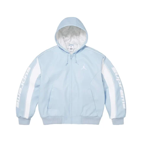 Supreme x Jordan Hooded Leather Jacket 'Light Blue'