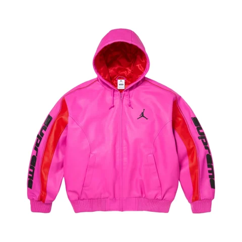 Supreme x Jordan Hooded Leather Jacket 'Pink'