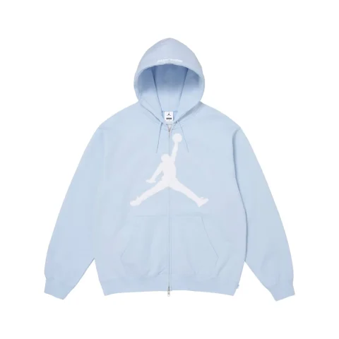 Supreme x Jordan Zip Up Hooded Sweatshirt 'Light Blue'