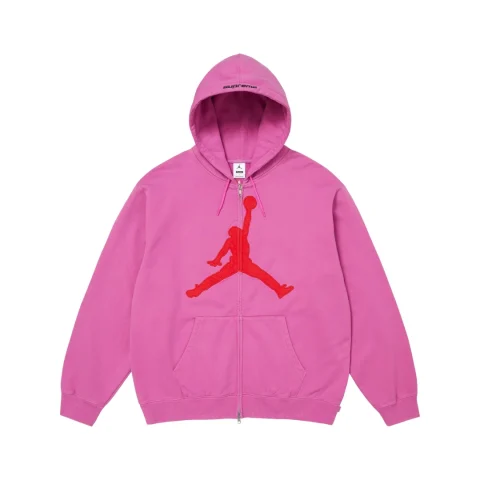 Supreme x Jordan Zip Up Hooded Sweatshirt 'Pink'