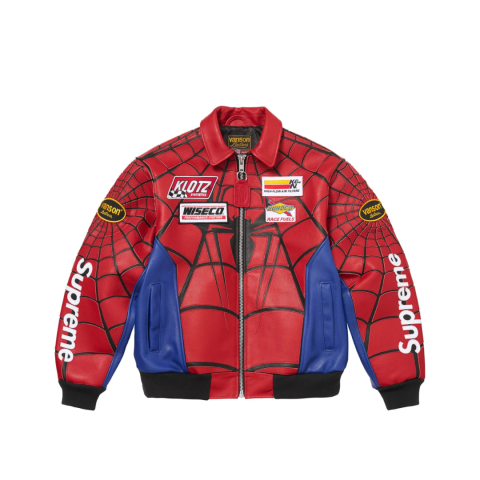 Supreme x Vanson Leathers Spider-Man Jacket Red