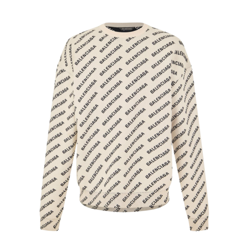 Sweter Balenciaga Mini All Over Logo Cream