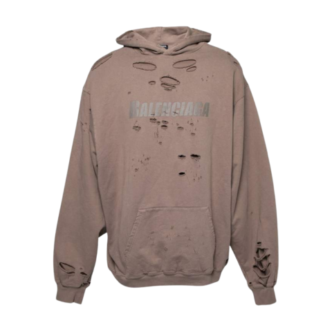 Bluza Balenciaga Caps Destroyed Hoodie Beige/Khaki