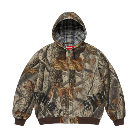 Kurtka Supreme Leather Appliqué Hooded Work Jacket