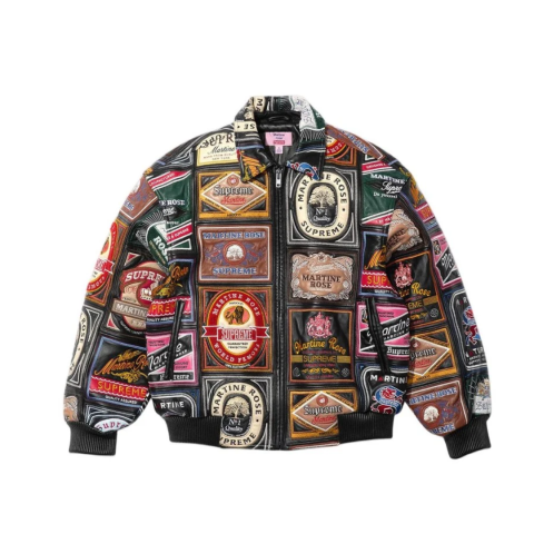 Kurtka Supreme Martine Rose Patchwork Labels Leather 'Black'